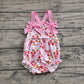 Baby Girl Infant Pink Bows Strap Bows Strawberry Ruffle Romper RTS