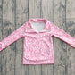Baby Girl Long Sleeves Pink Leopard Pockets Yoga Active Zipper Pullover Tops RTS