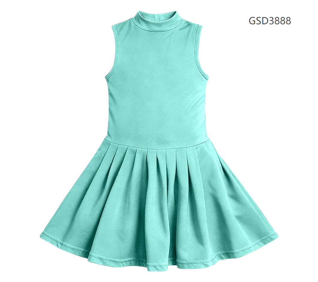 ( Moq 5 ) Preorder Baby Girls Sleeveless Green Shorts Knee Length Yoga Active Dress
