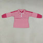 Baby Girls Kids Long Sleeves Pink Stripes Zipper Pullover Yoga Active Shirt RTS