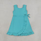 Baby Girls Kids Sleeveless Blue Green Scallop Yoga Active Knee Length Dress RTS