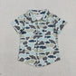 Baby Boys Kids Short Sleeves Buttons Pocket Shirt Tops Fish Camo Clothes RTS