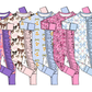 ( Moq 5 Each Style ) Sibling Baby Girls Infant Flower Bows Ruffle Zipper Footie Sleeper Rompers Clothes