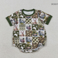Baby Boys Kids Short Sleeves Ducks Deer Plaid Green Bubble Romper RTS