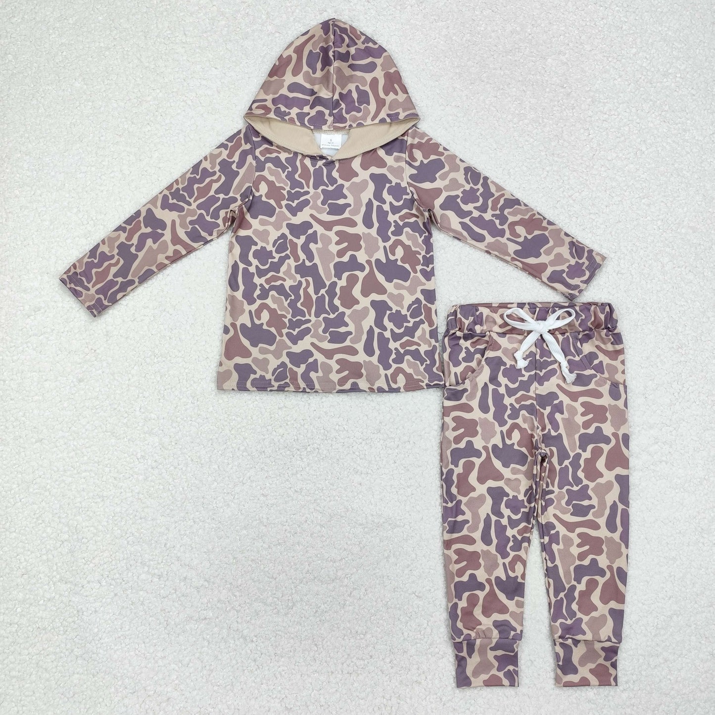 Baby Boy Long Sleeves Brown Camo Hoodie Shirt Pants Outfit Clothes Set