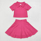 Baby Girl Short Sleeves Pink Buttons Shirt Skirt Sports Yoga Set