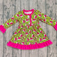 Baby Girl Long Sleeves Green Face Leopard Buttons Christmas Pajamas Gown Dress RTS