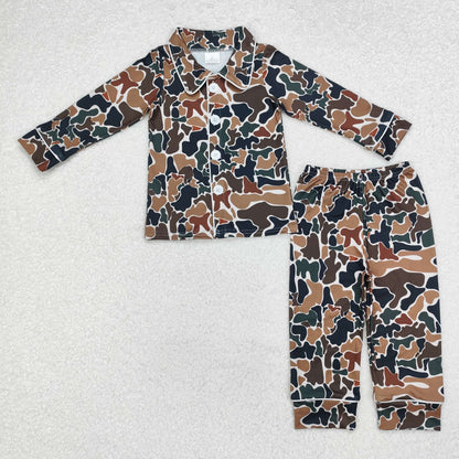 Adult Kids Mom and Me Brown Camo Pajamas Sibling Clothes Set