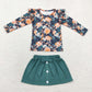 Baby Girl Long Sleeves Flower Shirt Green Skirt Set