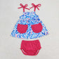 Baby Boy Girl Blue Grasses Summer Sibling Shorts Clothes Set