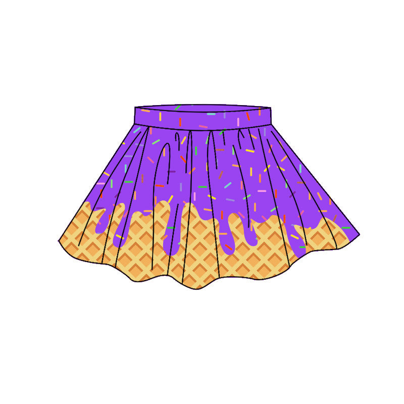 ( Moq 5 ) Preorder Baby Girls Kids Purple Sprinkles Drips Skirt Shorts Yoga Active Bottom Clothes