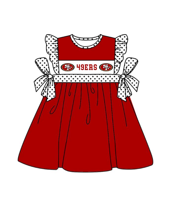 ( Moq 5 ) Baby Girls Toddler Short Sleeves Team Knee Length Red Dress