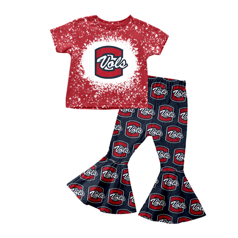 Baby Girl Red Short Sleeves Shirt Team Pants Set