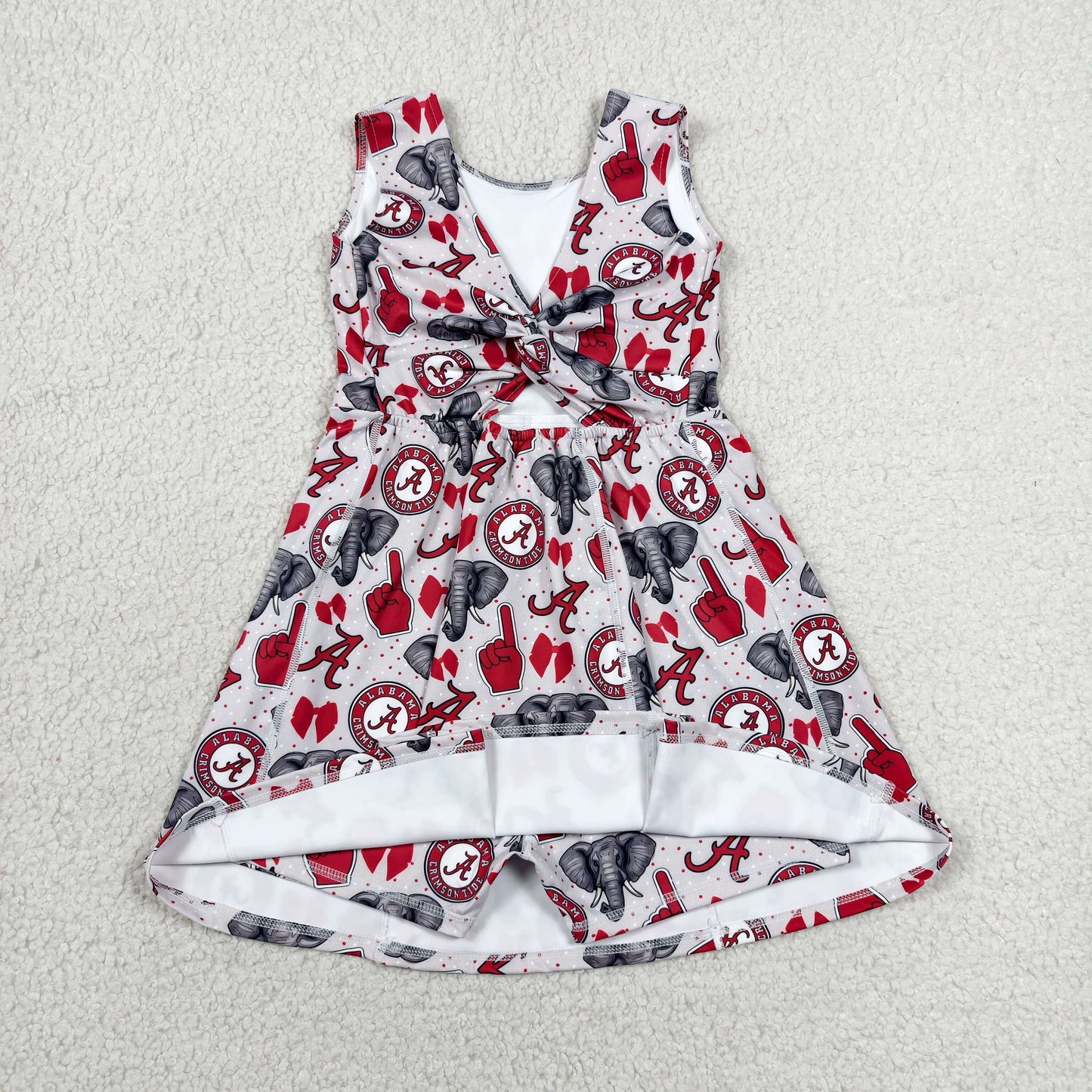 Baby Girls Kids Sleeveless Elephant Bows Team Yoga Active Shorts Dress RTS