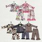 Sibling Baby Girls Long Sleeves Leopard Western Print Buttons Shirt Pants Pajamas Sets RTS