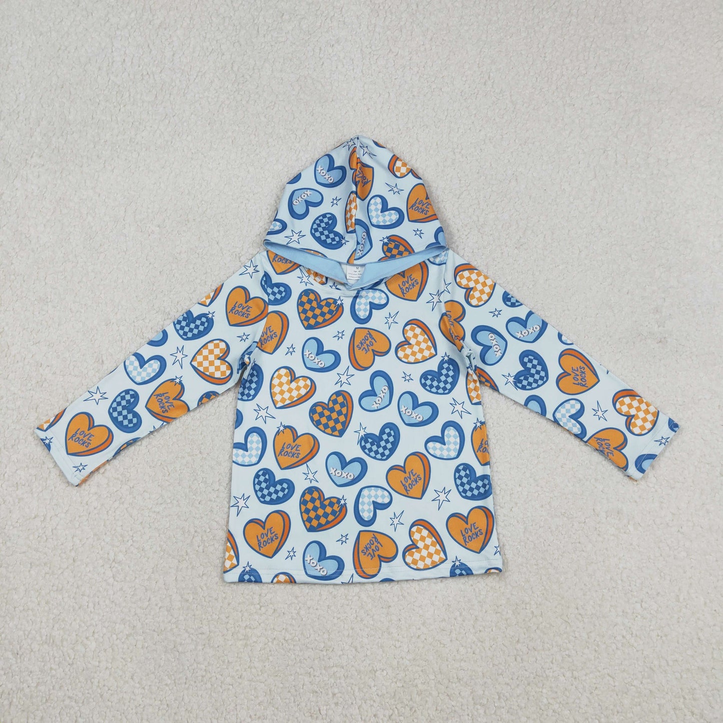 Baby Boys ‌Kids Long Sleeves Plaid Hearts Valentine Hoodie Pullover Shirt RTS