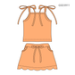 ( Moq 5 ) Preorder Baby Girls Straps Orange Tops Pockets Scallop Skirt Shorts Set Clothes