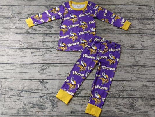 Baby Boy Long Sleeves Team Shirt Purple Pants Pajamas Clothes Set