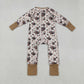 Baby Boy Long Sleeves Football Stars Plaid Zipper Pajamas Romper RTS