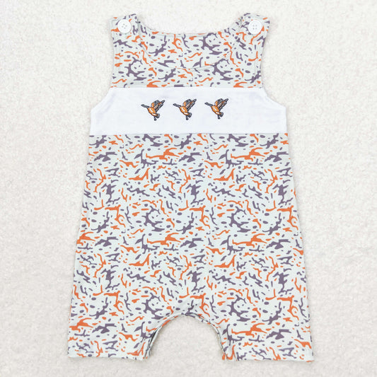 Baby Boy Sleeveless Embroidery Ducks Camo Romper