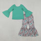 Baby Girls Long Sleeves Green Shirt Cactus Boots Pants Western Clothes Set RTS