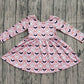 Baby Girl Long Sleeves Pumpkins Ghost Bats Halloween Knee Length Dress RTS