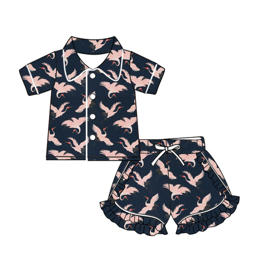 Baby Girl Short Sleeves Buttons Short Summer Pajamas Clothes Set Moq 5