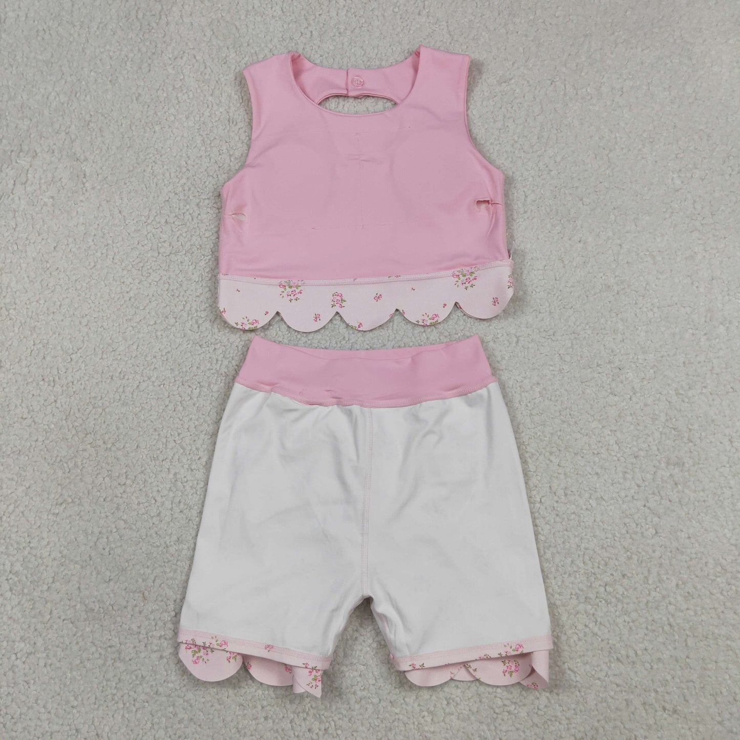 Baby Girls Pink Sleeveless Tops Bows Skirt Shorts Yoga Clothes Set RTS