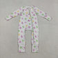 Baby Girls Infant Long Sleeves Dots Bows Mardi Gras Zipper Sleeper Romper