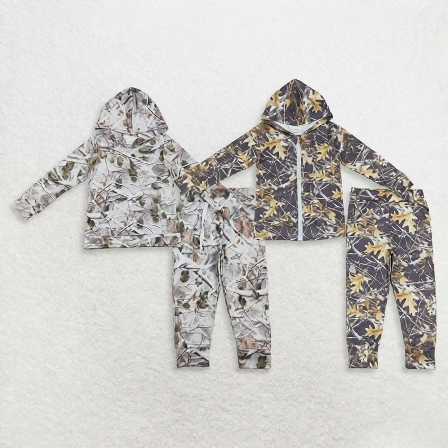 Sibling Baby Boys Kids Long Sleeves Leaves Hoodie Shirts Pockets Pants Clothes Sets RTS