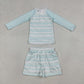 Baby Boys Long Sleeves Stripes Zipper Tops Pockets Shorts Set Swimsuit RTS