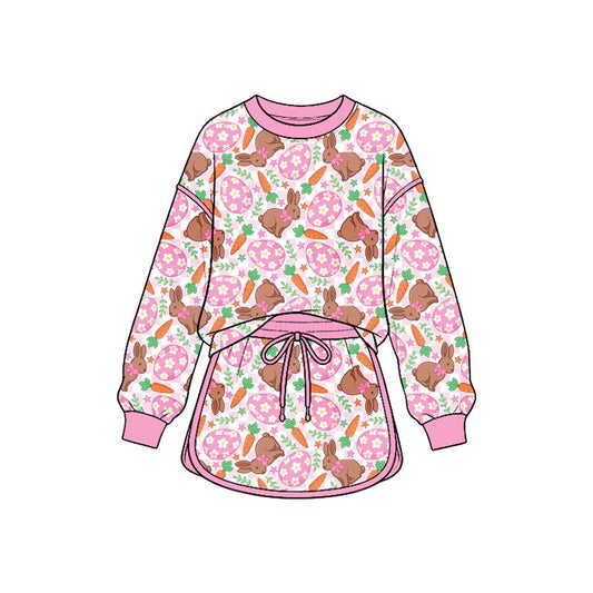 ( Moq 5 ) Preorder Baby Girls Kids Carrots Rabbits Eggs Shirt Skirt Shorts Easter Set Clothes