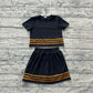 Baby Girls Kids Short Sleeves Stripes Shirt Skirt Shorts Set Black Cotton Clothes RTS