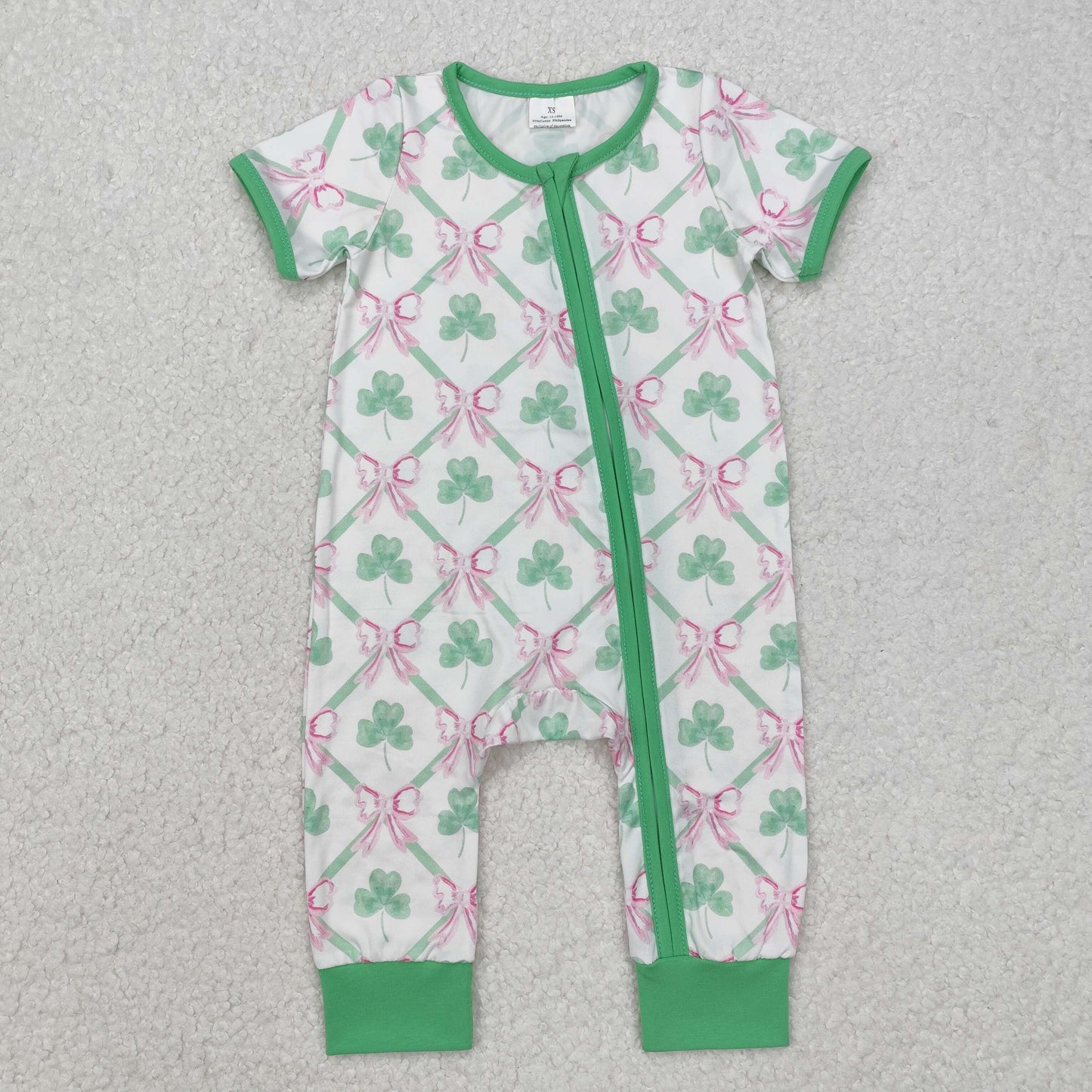 Baby Girl Short Sleeves St Patrick Bows Knee Length Dress