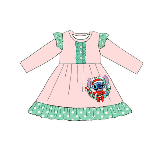 Baby Girl Christmas Cartoon Pink Dress