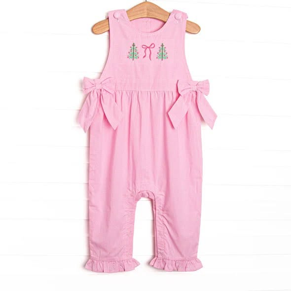 ( Moq 5 ) Preorder Baby Girl Kids Christmas Tree Bows Pink Romper Clothes
