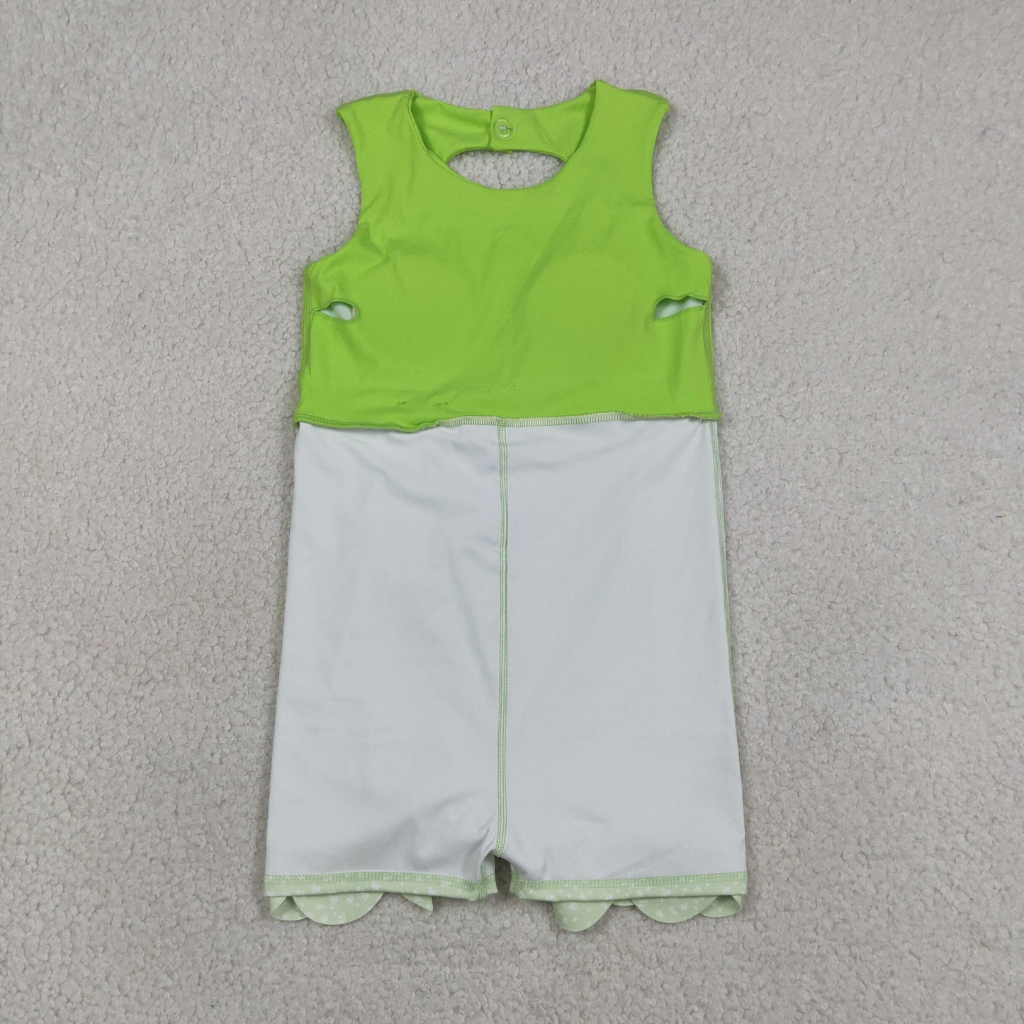 Baby Girls Sleeveless Bows Yoga Shorts Ruffle Knee Length Green Dress Scallop Clothes RTS