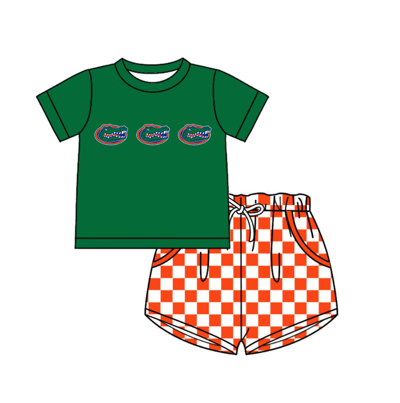 ( Moq 5 Each Style ) Baby Boys Girls Toddler Plaid Sibling Shorts Sets Team Green Clothing
