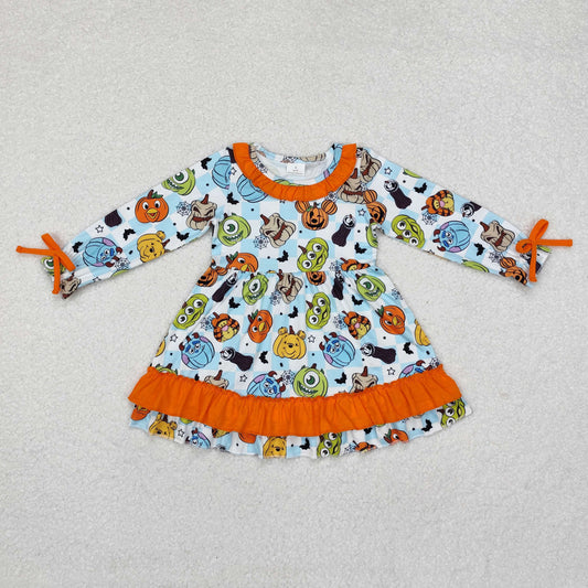 Baby Girl Long Sleeves Cartoon Pumpkin Halloween Dress