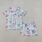 Baby Girl Short Sleeves Colorful Bows Buttons Shirt Shorts Pajamas Set RTS