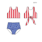 ( Moq 5 ) Preorder Baby Girls Kids Sleeveless Stripes Tops Shorts 4th of July Set Swimsuit