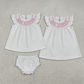 Sibling Baby Girls Kids Short Sleeves Embroidery Sister Dress Set Clothes RTS