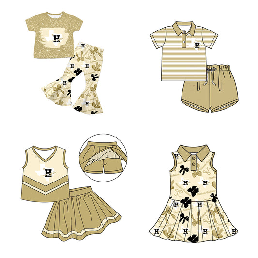 ( Moq 5 each style ) Baby Boy Girl Toddler H Team Bows Sibling Dress Set