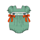 ( Moq 5 ) Baby Girls Kids Short Sleeves Green Stripes Bows Team Romper 1.29
