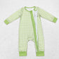 Baby Boy Infant Christmas Green Face Zipper Bamboo Romper