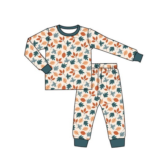 Baby Boys Fall Leaves Top Pants Pajamas Clothes Set