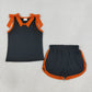 Baby Girls Kids Orange Bows Shirt Shorts Black Cotton Set Summer Clothes RTS