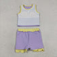 Sibling Baby Girls Kids Sleeveless Shirts Scallop Skirts Shorts Yoga Active Sets Clothes RTS