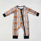 Baby Boy Halloween Dogs Plaid Zipper Long Sleeves Romper