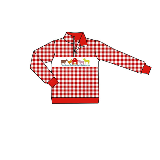 Baby Boy Plaid Long Sleeves Farm Zipper Pullover Moq 5